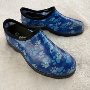 Sloggers Waterproof Garden Shoes Women 8 Blue Grungy Paw Print Mud-Proof Outdoor